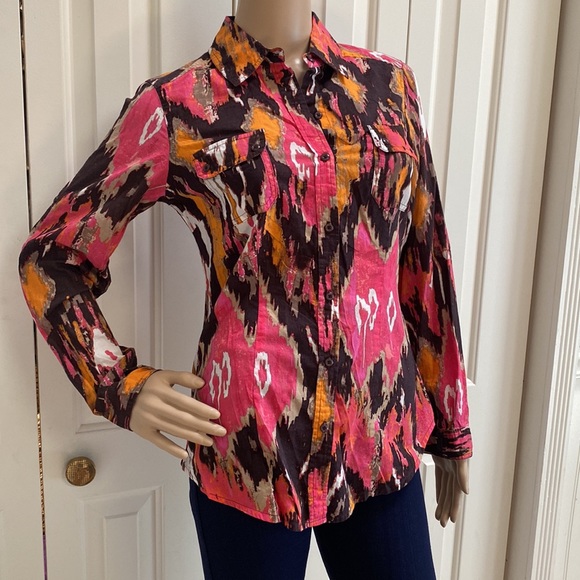 Signature By Larry Levine Womens Small Button Front Long Sleeve Shirt. - Picture 2 of 9